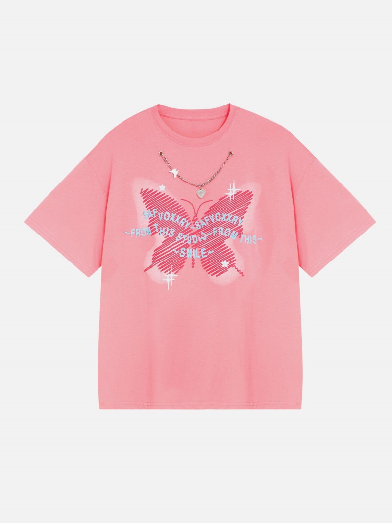 Noir  T Shirts Aelfric Eden Doodle Butterfly Print Tee - CJS-4859514